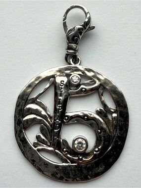 Silpada 925 Sterling Silver 15 Year Anniversary “Keep the Party Going” Charm CZ